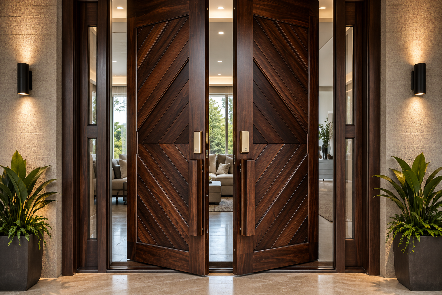 Handcrafted wooden door detail